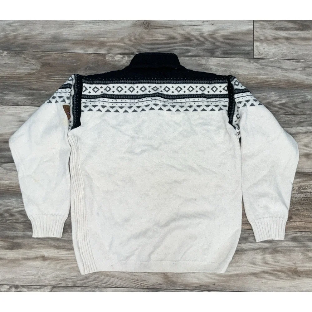 Vintage Dale Of Norway Wool Sweater Large 1/4 Zip Fair Isle Nordic-DAMAGED